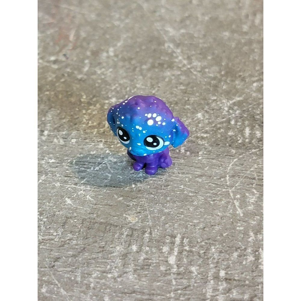 Mini LPS purple blue dog white dot face toy‎ figure